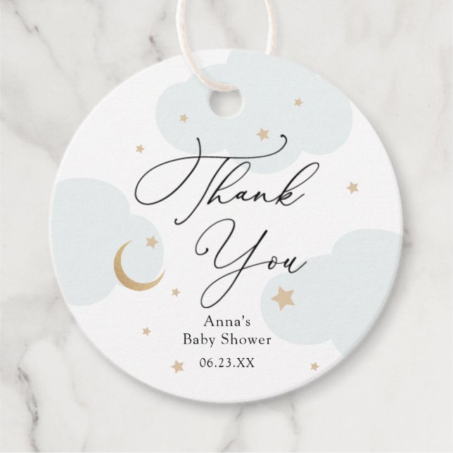 Über den Mond Babyduschteppichen Geschenkanhänger (Vorderseite)