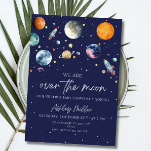 Über den Mond Babyparty-Einladung, Weltraum-Thema Einladung