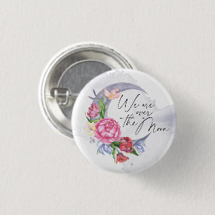 Über den Mond Blume Babydusche Button
