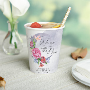 Über den Mond Blume Babydusche Pappbecher