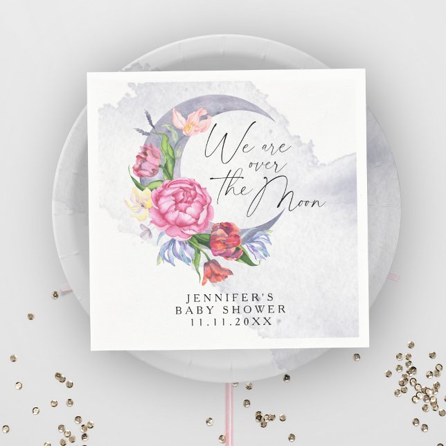 Über den Mond Blume Babydusche Serviette (Von Creator hochgeladen)