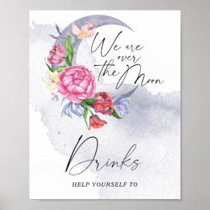Über den Mond Blume Babyduschtränke Poster