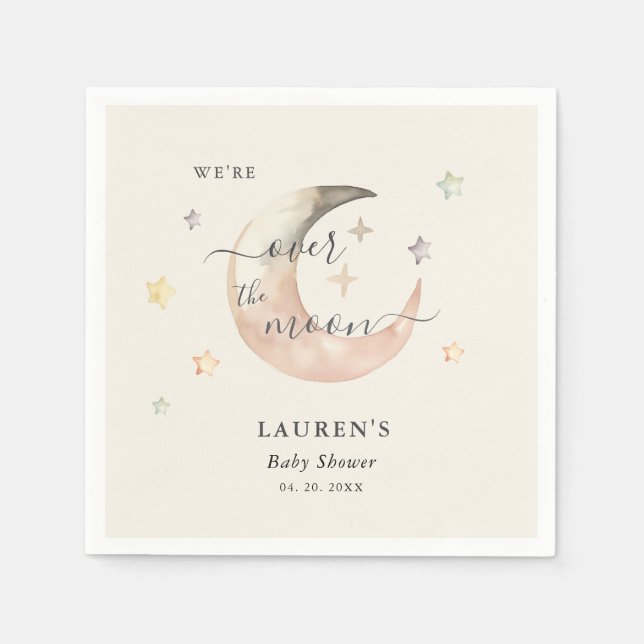 Über den Mond Boho Himmels-Baby-Party Serviette (Vorderseite)
