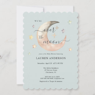 Über Den Mond Boho Himmelsblau Baby Shower Einladung