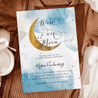 Über den Mond Dreamy Gold Boy Baby Shower Invitati