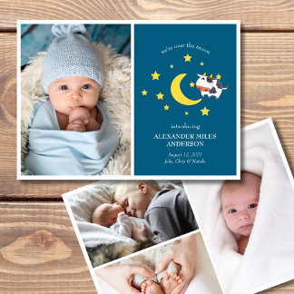 Über den Mond Fotos Neuankündigung von Baby Einladung