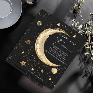 Über den Mond Gold Himmel Baby Shower Einladung