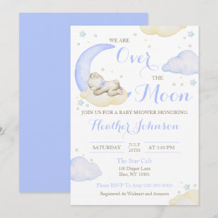 Über den Mond Junge Bär Baby Shower Einladung