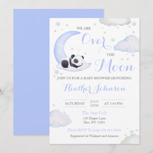 Über den Mond Junge Panda Bär Baby Shower Einladung