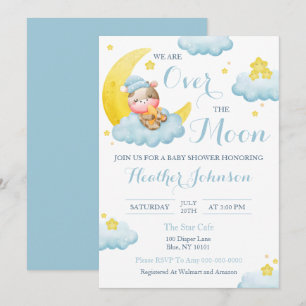 Über den Mond Kuh Junge Baby Shower Einladung