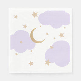 Über den Mond Lila Babyparty Serviette