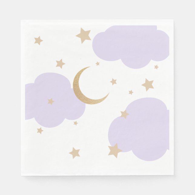 Über den Mond Lila Babyparty  Serviette (Vorderseite)