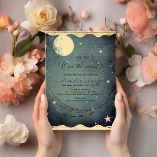 Über den Mond Midnight Blue Baby Shower Einladung