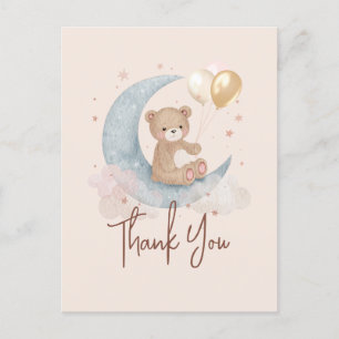 Über den Mond Teddybär Baby Shower Danke Postkarte