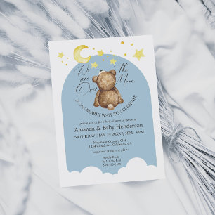 Über Den Mond Teddybär Staubblauer Babyshower Einladung