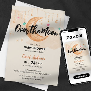 Über den Mond Wasserfarben-Mond-Baby-Party Einladung