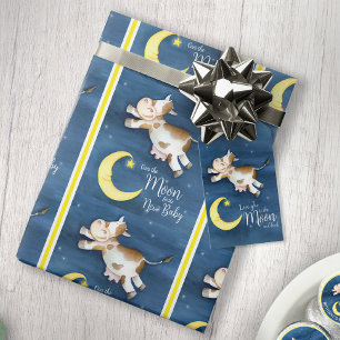 Über den Mondkuh-Sprung neues Baby Geschenkpapier