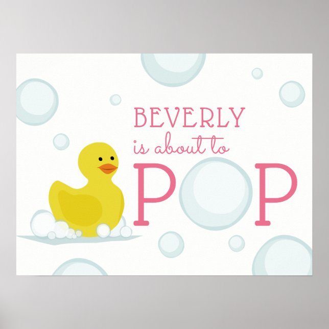 Über den Pop Rubber Duck Bubble Baby Dusche Pink Poster (Vorne)