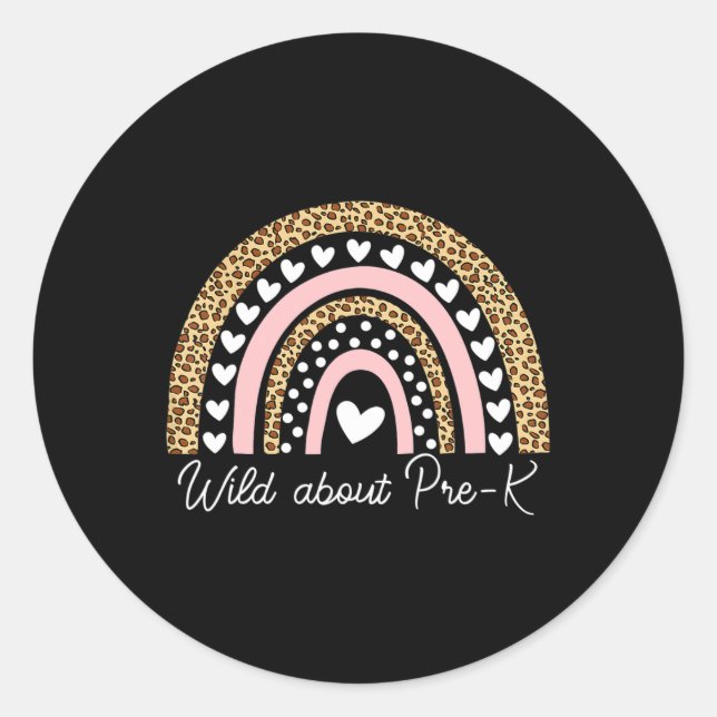 Über den Pre-k Leopard Regenbogenlehrer zurück in  Runder Aufkleber (Vorderseite)