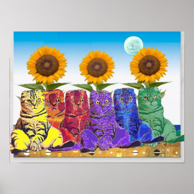 Über den Regenbogen Katzen für die Ukraine Poster (Vorne)