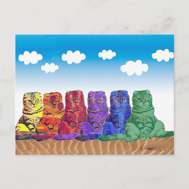 Über den Regenbogen Katzen Postkarte (Vorderseite)