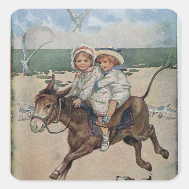 Über den Sand Quadratischer Aufkleber (Vorderseite)