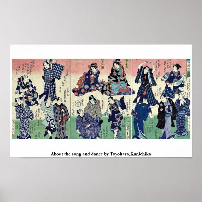 Über den Song und den Tanz von Toyohara, Kunichika Poster (Vorne)