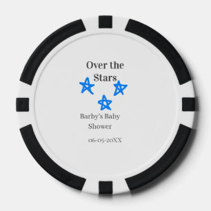 Über den Sternen blau-graue Babyparty-Name-Datum-E Pokerchips