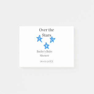 Über den Sternen blau-graue Babyparty-Name-Datum-E Post-it Klebezettel