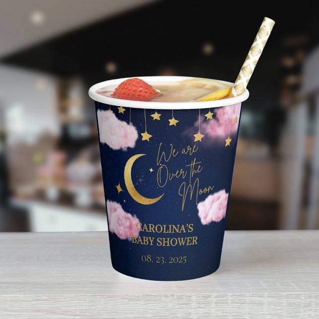 Über den Sternen rosa Babydusche Pappbecher (Von Creator hochgeladen)