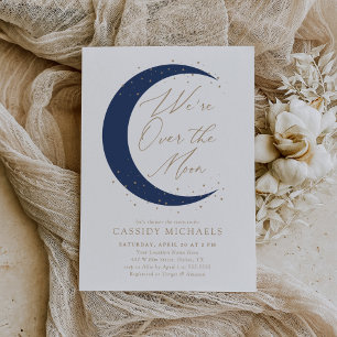Über der Blauen Babydusche der Mond Navy Einladung