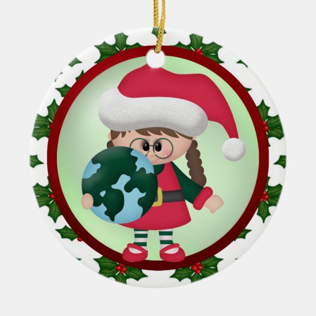 Über der Meilen-Weihnachtsverzierung Keramikornament (Vorne)