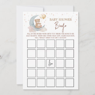 Über der Mond Baby Shower Bingo Game Card Einladung