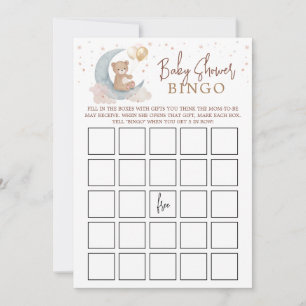 Über der Mond Baby Shower Bingo Game Card Einladung