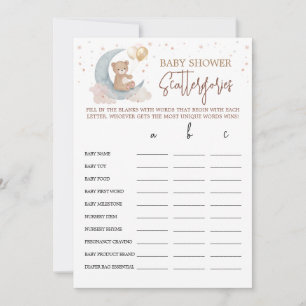 Über der Mond Baby Shower Scattergories Game Card Einladung
