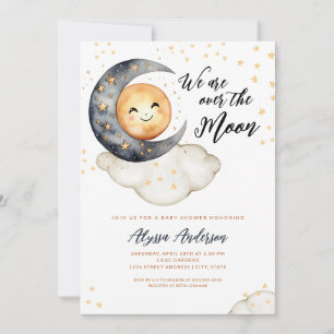 Über der Mond Babydusche Einladung