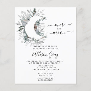 Über der Mond Babydusche   Flyer Haushalt