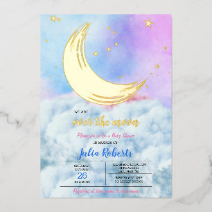 Über der Mond Babydusche Folieneinladung
