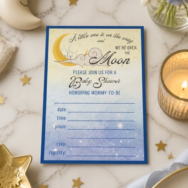 Über der Mond-Babydusche laden Einladung (Von Creator hochgeladen)