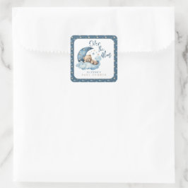 Über der Mond Babydusche Quadratischer Aufkleber