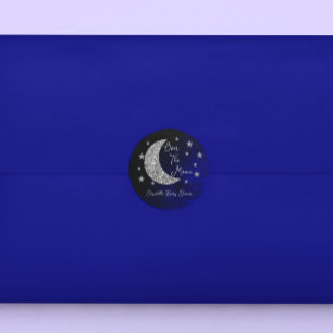 Über der Mond Babydusche Runder Aufkleber