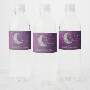 Über der Mond Babydusche Wasserflaschenetikett