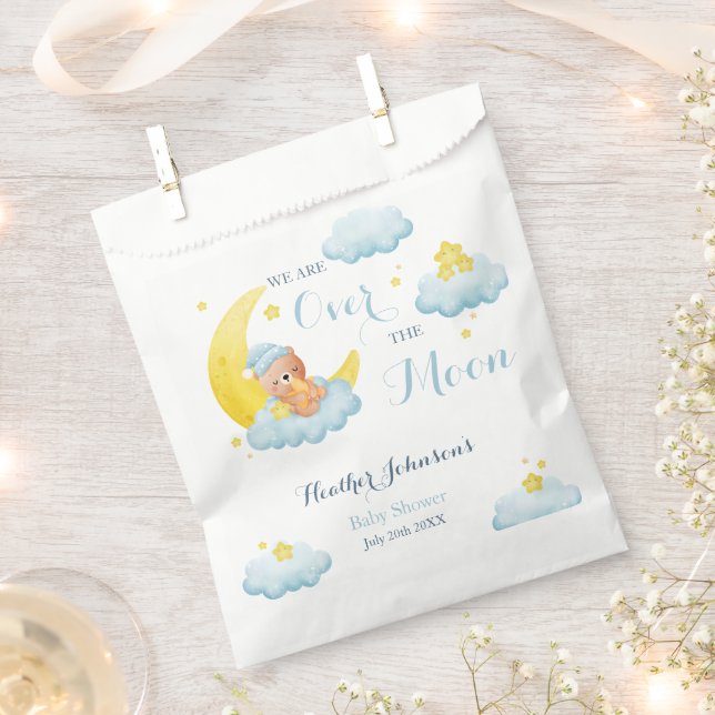 Über der Mond Bear Boy Babydusche Geschenktütchen (Ausgeschnitten)