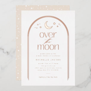 Über der Mond Gender Neutral Baby Shower Rose Gold Folieneinladung