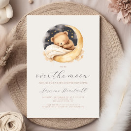Über der Mond Teddy Bär Neutral Boho Babydusche Einladung