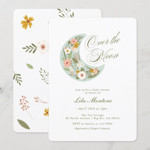 Über der Mond Wildblume Babydusche Einladung