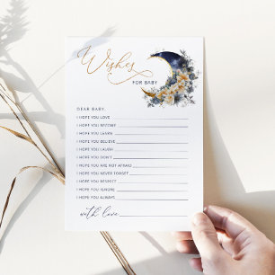 Über der Mondnacht Gold Wünsche für eine Babykarte Einladung