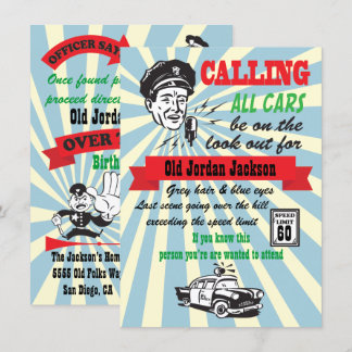 Über die Hill Speed Limit Polizisten Geburtstag Ei Einladung