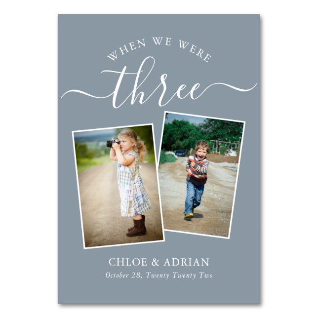 Über die Jahre paare Foto Hochzeit modern Tischnummer (Vorderseite)