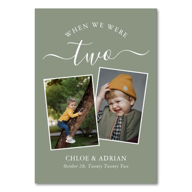 Über die Jahre paare Foto Hochzeit modern Tischnummer (Vorderseite)